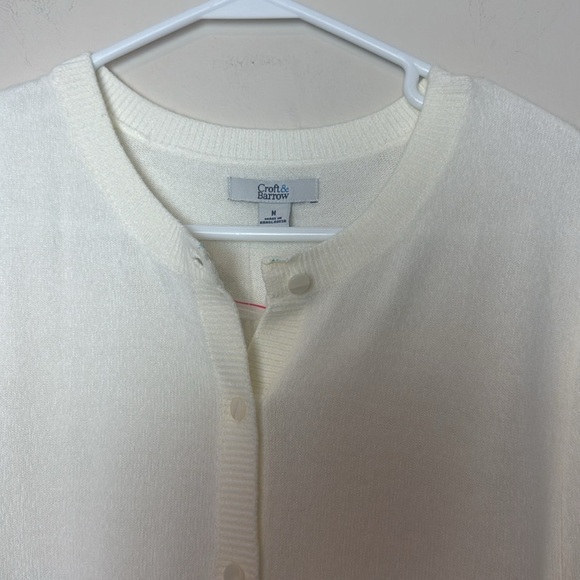 Croft & Barrow Ivory Ecru Button Down Long Sleeve Cardigan Size M NWOT - Picture 5 of 8